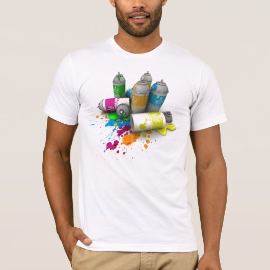 Mannen Graffiti Spuitverf blikken T-shirt (Voorkant)