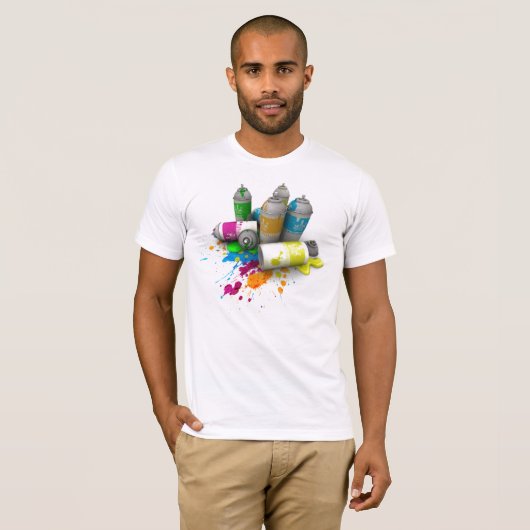 Mannen Graffiti Spuitverf blikken T-shirt (Voorkant volledig)
