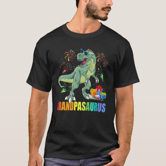 Mannen Grandpasaurus Birthday Rex Dinosaur Grandpa T-shirt (Voorkant)