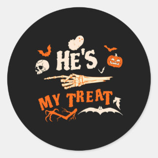 Mannen grap funderend skelet Halloween matching Ronde Sticker