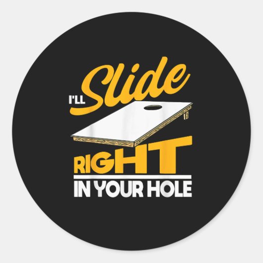 Mannen grap Sports Cornhole Ronde Sticker (Voorkant)