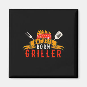 Mannen Grappig Bbq Natuurlijk Geboren Griller Retr Magneet
