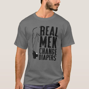 Mannen Grappig T-shirt-Real Mannen Verandering Dia T-shirt
