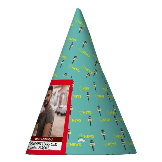 Mannen Grappige 50ste Verjaardag TV Nieuws 40ste 6 Feesthoedjes (Rechts)