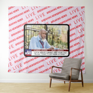 Mannen Grappige 50ste Verjaardag TV Nieuws 40ste 6 Wandkleed