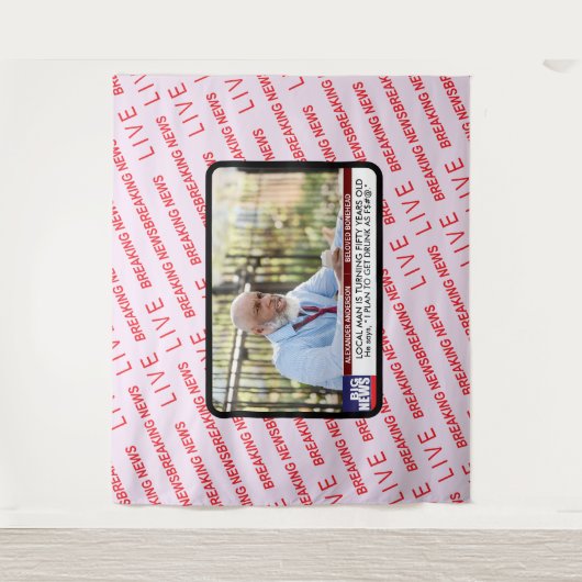 Mannen Grappige 50ste Verjaardag TV Nieuws 40ste 6 Wandkleed (Voorkant)