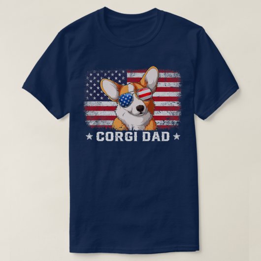 Mannen grappige Corgi vader Amerikaanse vlag Vader T-shirt (Design voorkant)
