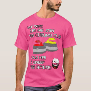 Mannen Grappige Curling shirt VROUW LAAT ME LID WO