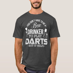 Mannen Grappige Darts Speler Bierdrinker Design T-shirt