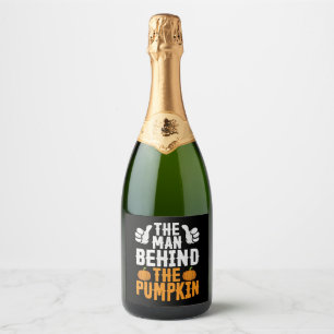 Mannen Grappige Halloween Het Man Achter De Pompoe Sparkling Wijnetiket