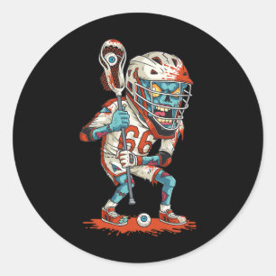 Mannen Grappige Lacrosse Zombie Speler Lax Lazy Ha Ronde Sticker