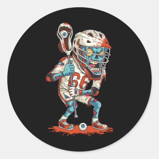 Mannen Grappige Lacrosse Zombie Speler Lax Lazy Ha Ronde Sticker (Voorkant)