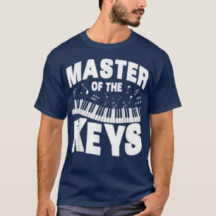 Mannen grappige muziek die de piano-meester van de t-shirt