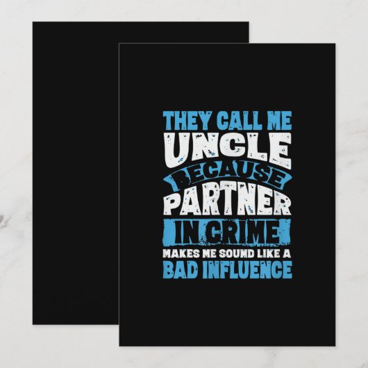 Mannen grappige oom cadeautjes van Niece en Nephew Feestdagenkaart (Voorkant / Achterkant)