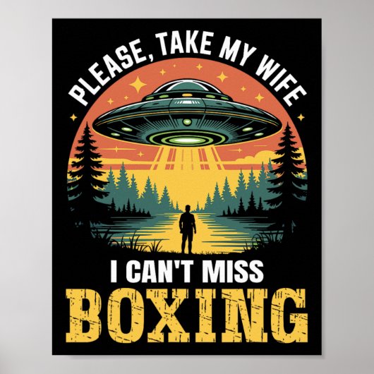Mannen Grappige Ufo Boksen Joke Alien Abduction Re Poster (Voorkant)