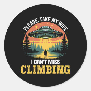 Mannen Grappige Ufo Klimmende Grap Buitenaardse On Ronde Sticker