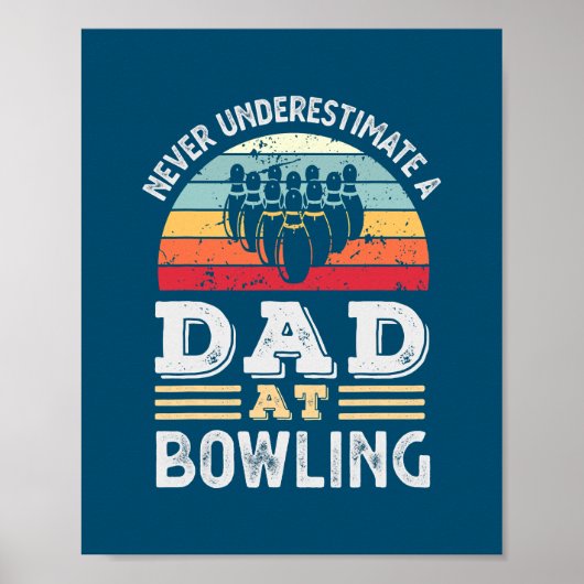 Mannen grappige vader bij Bowling Fathers Day Mann Poster (Voorkant)