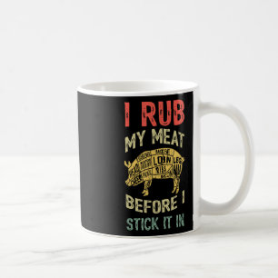 Mannen grappige vader houdt van bbq ik wrijf mijn koffiemok