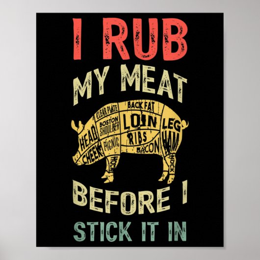 Mannen grappige vader houdt van bbq ik wrijf mijn poster (Voorkant)