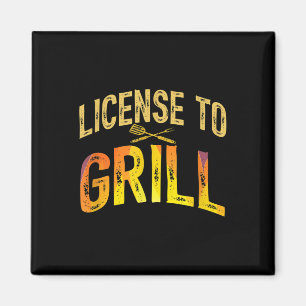 Mannen grappige vader houdt van BBQ-licentie om vl Magneet