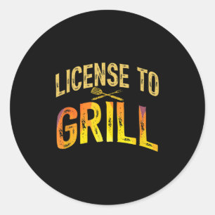 Mannen grappige vader houdt van BBQ-licentie om vl Ronde Sticker