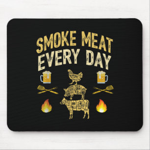 Mannen grappige vader houdt van bbq rookvlees elke muismat