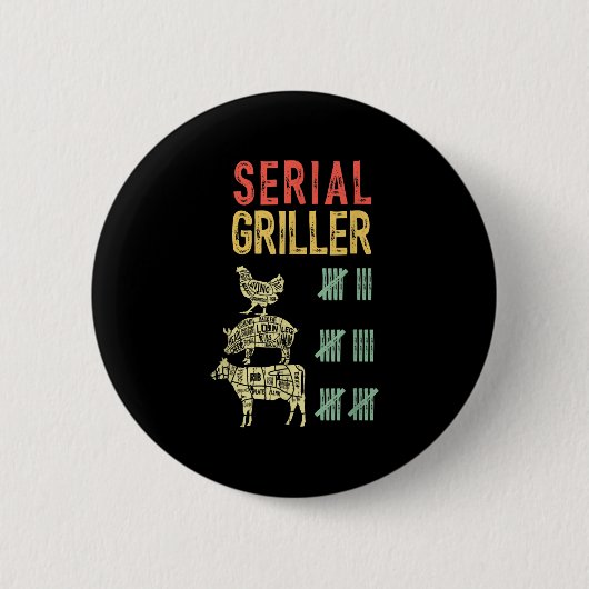 Mannen grappige vader houdt van BBQ seriële grille Ronde Button 5,7 Cm (Voorkant)