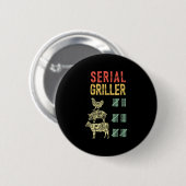 Mannen grappige vader houdt van BBQ seriële grille Ronde Button 5,7 Cm (Voorkant /achterkant)
