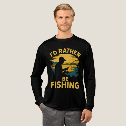 Mannen grappige visserij Tri-Blend shirt (Voorkant)