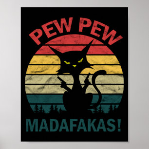 Mannen grappige zwarte gekke kat Kitty Kat - Pew P Poster