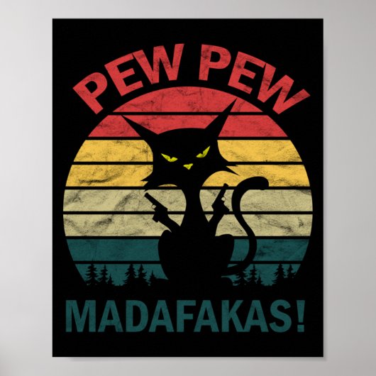 Mannen grappige zwarte gekke kat Kitty Kat - Pew P Poster (Voorkant)