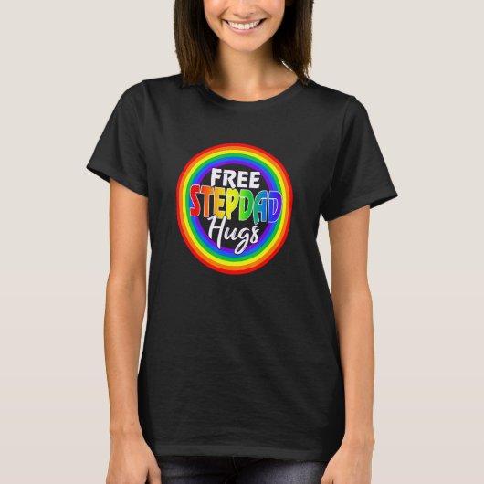 Mannen gratis stiefvader knuffelt gay lgbt pride m t-shirt (Voorkant)