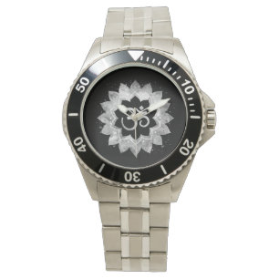 *~* Mannen Gray Aum OM Meditative Mandala Horloge