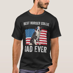 Mannen grens Collie Dad American Flag Hondenliefhe T-shirt