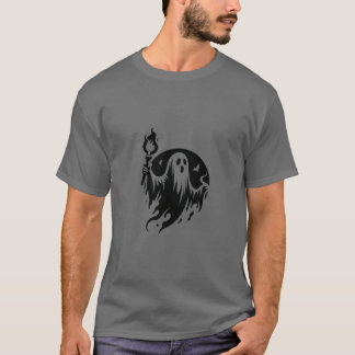 Mannen Grijs T-shirt met Black Ghost Holding