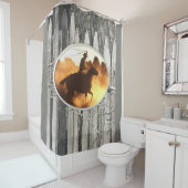 Mannen grijze cowboy met een afgezonderd douwergor douchegordijn (In situ)