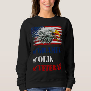 Mannen grijze oude veteraan Amerikaanse adelvlag F Trui