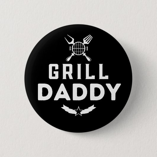 Mannen grillpap BBQ en roken voor Vaderdag Ronde Button 5,7 Cm (Voorkant)