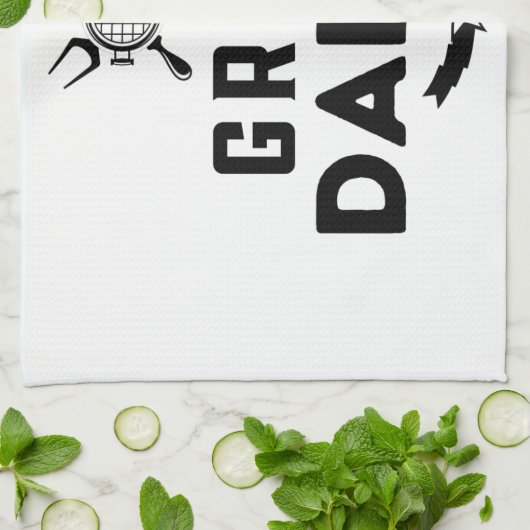 Mannen grillpap BBQ en roken voor Vaderdag Theedoek (Gevouwen)