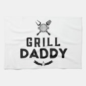 Mannen grillpap BBQ en roken voor Vaderdag Theedoek (Horizontaal)
