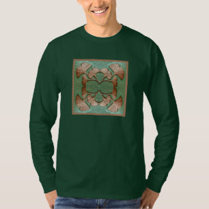Mannen groen Gingko T-shirt met lange mouwen