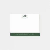 Mannen Groen monogram Post-it® Notes (Voorkant)