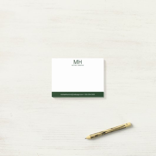 Mannen Groen monogram Post-it® Notes (Op bureau)