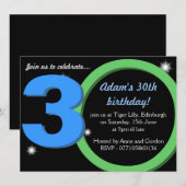 Mannen Groene / Blauwe Dertigste 30e verjaardag Pa Kaart (Voorkant / Achterkant)