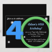 Mannen Groene / Blauwe Dertigste 40e verjaardag Kaart (Voorkant / Achterkant)