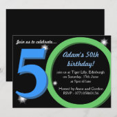 Mannen Groene / Blauwe Vijftigste 50ste verjaardag Kaart (Voorkant / Achterkant)