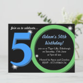 Mannen Groene / Blauwe Vijftigste 50ste verjaardag Kaart (Staand voorkant)