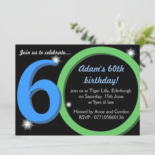 Mannen Groene / Blauwe Zestigste Zestigste Zeertig Kaart (Staand voorkant)