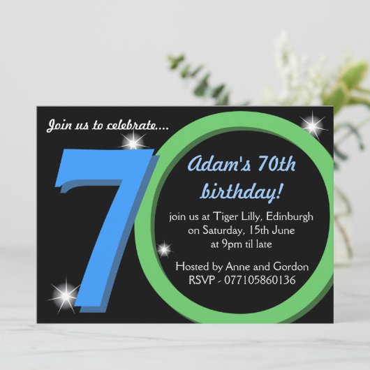 Mannen Groene / Blauwe Zeventigste Zeventigste Ple Kaart (Staand voorkant)