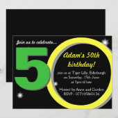 Mannen Groene / Gele Vijftigste 50ste verjaardag Kaart (Voorkant / Achterkant)